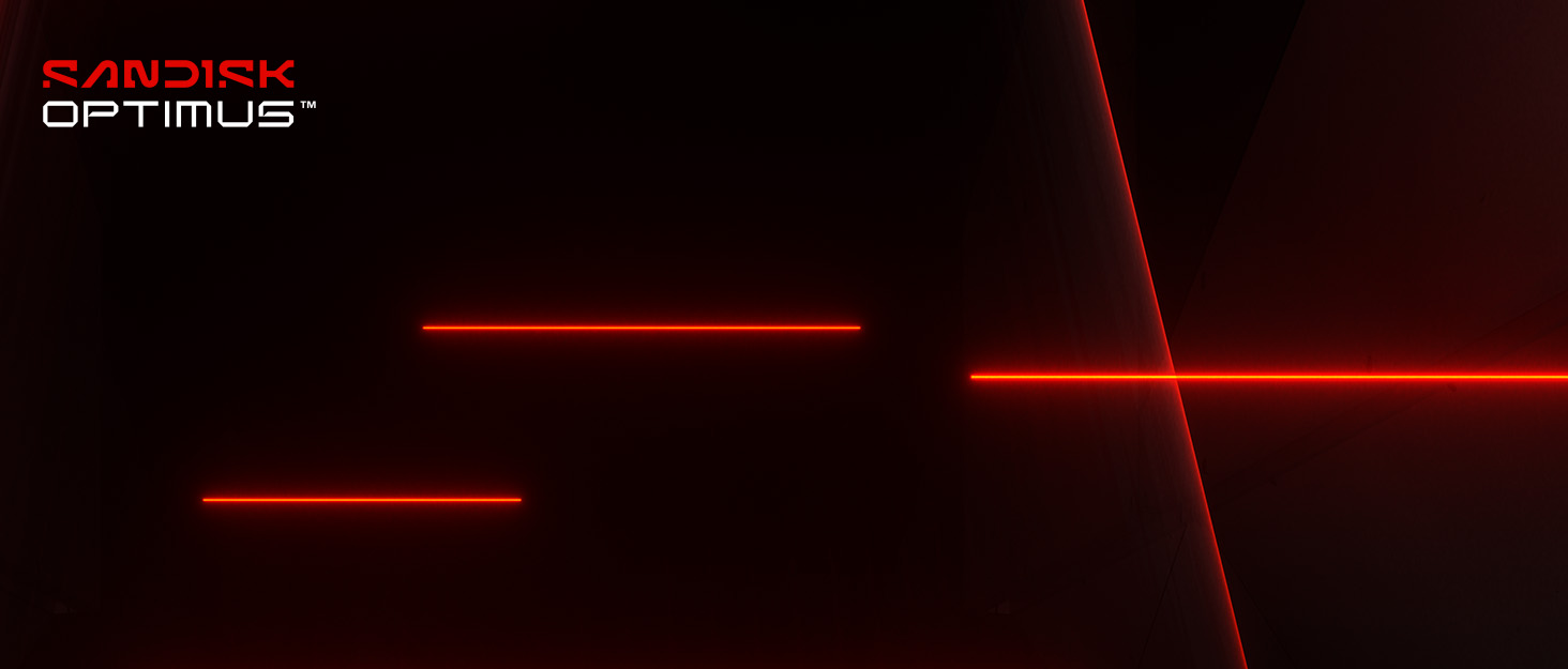Text reads "OPTIMUS". Dark background with red neon line pattern creating geometric design, minimalist aesthetic.