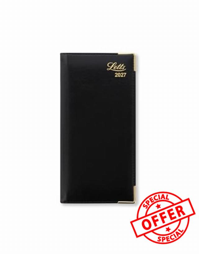 Letts of London Lexicon Slim vertical (landscape) week to view with appointments 2027 diary - Black 27-TL3SBK