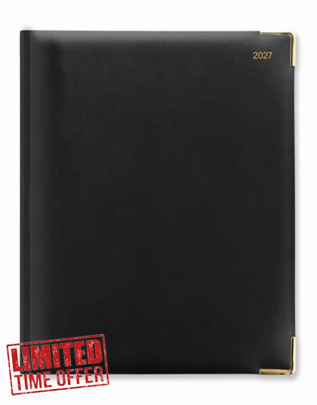 Letts of London Classic Quarto vertical week to view with appointments 2027 diary - Black 27-C32YIBK
