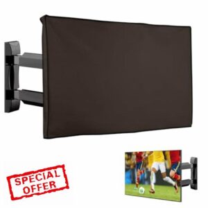 kwmobile Protective Cover Compatible with 43" TV - Polyester Outdoor TV Cover - Chocolate