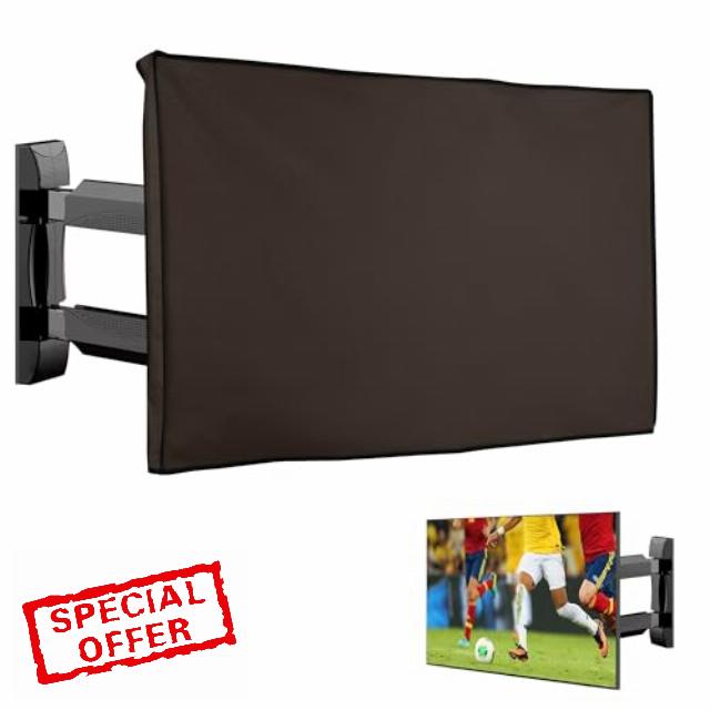 kwmobile Protective Cover Compatible with 43" TV - Polyester Outdoor TV Cover - Chocolate
