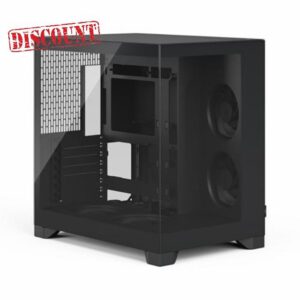 Fractal Design Pop 2 Vision Black Panoramic Glass PC Gaming Case - Dual-Chamber Layout - Four Reverse Fans Included – Reverse Connector & ATX/E-ATX/mATX/ITX