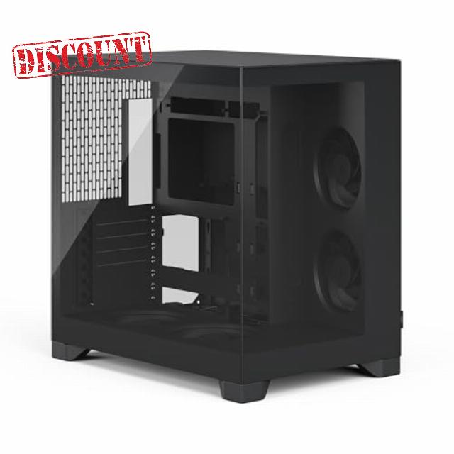 Fractal Design Pop 2 Vision Black Panoramic Glass PC Gaming Case - Dual-Chamber Layout - Four Reverse Fans Included – Reverse Connector & ATX/E-ATX/mATX/ITX