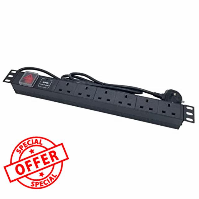 6 Way 19'' Rack Mount PDU 13A Switched Power distribution Unit