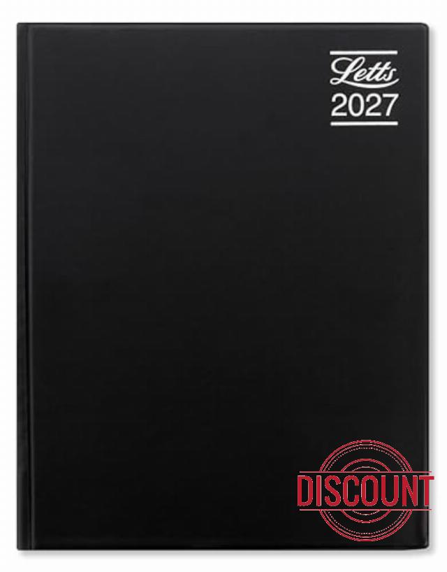 Letts of London Rhino A4 day to a page with appointments 2027 diary - Black 27-TR1ZABK