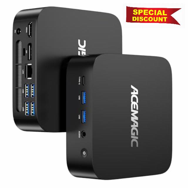 ACEMAGIC K1 Mini PC Windows 11 Pro AMD Ryzen Embedded R2544(Beat 3500U/3550H/N100/10110U) 16GB DDR4 512GB M.2 SSD Mini Computer 4K Triple Display via USB-C/HDMI/DP