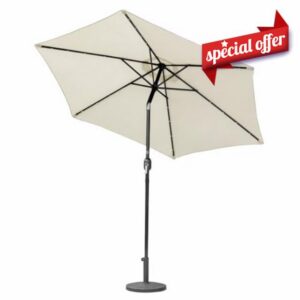 Harrier 2.7m Garden Parasol with Crank Handle & Tilt Function [5 Colour Options] – Outdoor Garden Patio Umbrella with Optional Waterproof Cover + Weights