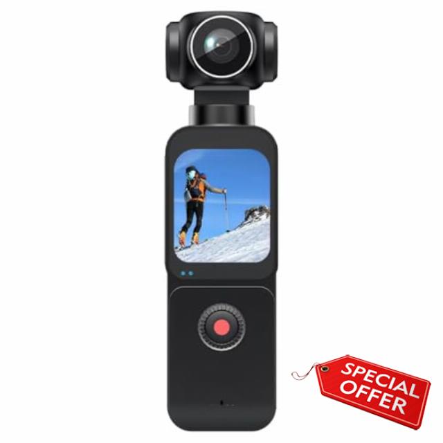 Keovy Vlogging Camera 5K Multi - Axis Stabilized Portable Action Camera with 270° & 180° Lens Rotation for Outdoor Sport Photography Camcorde