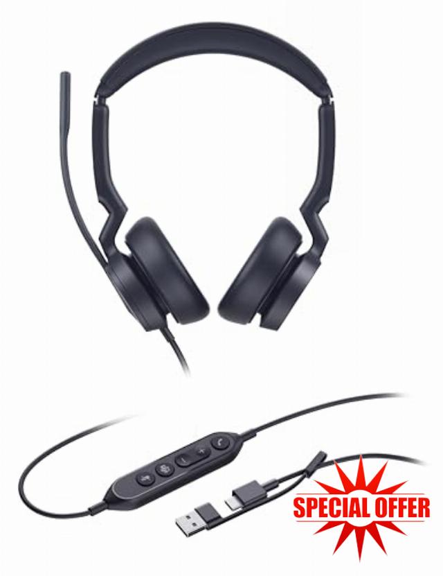 Yealink UH46 Dual USB Wired Headset with USB-C/A Adapter