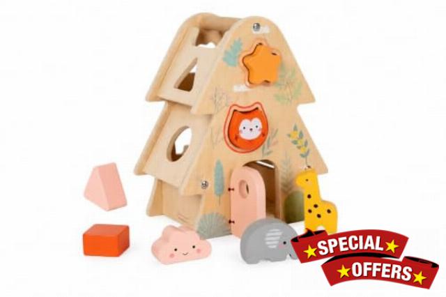 Wooden Montessori Animal Tree House Shape Sorter for Toddlers 12+ Months | Educational Toy | Fine Motor Skills | Shape Matching | Wooden Learning Toy