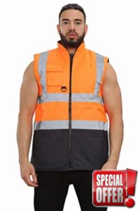 shelikes Hi Vis Bodywarmer Fleece Lined Safety Gilet High Visibility Reflective Workwear Vest for Men Security Outdoor Hiking Construction Warm Work Waistcoa