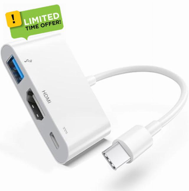 Apple USB-C Digital AV Multiport Adapter with HDMI 8K@60Hz & USB 3.2 & 100W Charging Port for iPhone 15/16/17