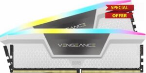 CORSAIR VENGEANCE RGB DDR5 16GB (2x8GB) DDR5 Up to 5200MHz CL40 AMD EXPO Intel XMP iCUE Compatible Computer Memory – White (CMH16GX5M2B5200Z40W)