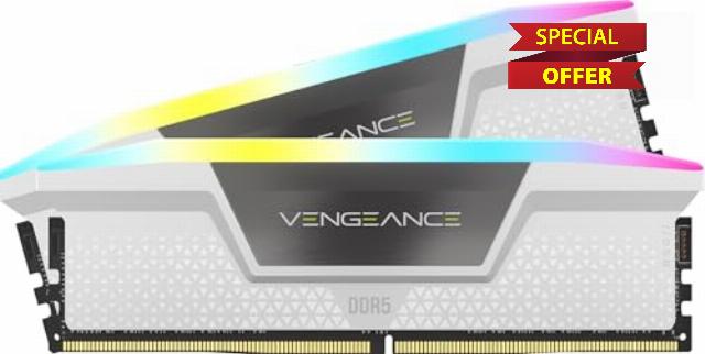 CORSAIR VENGEANCE RGB DDR5 16GB (2x8GB) DDR5 Up to 5200MHz CL40 AMD EXPO Intel XMP iCUE Compatible Computer Memory – White (CMH16GX5M2B5200Z40W)