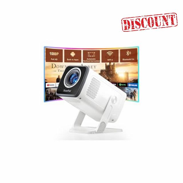 【Built-in Android TV 14 & Auto Vertical Keystone】XuanPad Mini White Mobile Phone Smart Projector