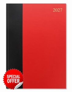 Letts of London Standard A4 two pages per day 2027 diary - Red/Black 27-TC1