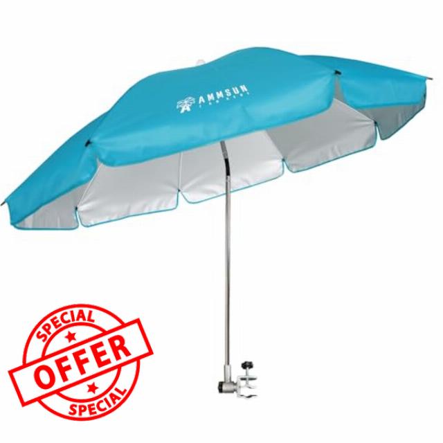 AMMSUN Chair Umbrella with Universal Clamp Adjustable 47 inches and 360° Swivel & UPF 50+ Protection Portable Sun Umbrella