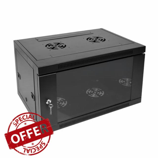 Labgear 6U Wall Mount Server Cabinet 420mm Depth Network Rack Enclosure with Locking Glass Door Ventilated Steel Panels for 19 inch IT Equipment Patch Panels AV Devices Toolless Flat Pack Assembly