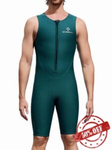 dPois Men 2mm One-piece Wetsuit Sleeveless Round Neck Plain Swimsuit for Snorkeling Surfing Swimming