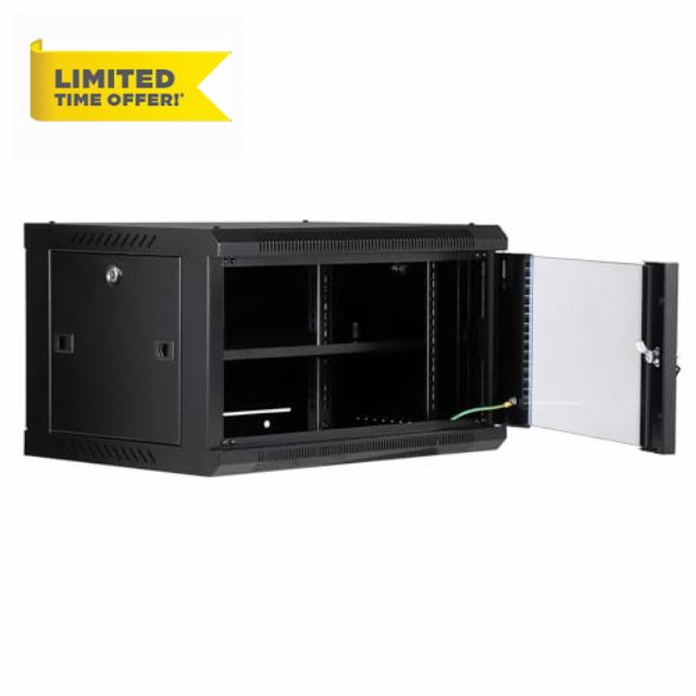Aptliton Compact 6U Network Cabinet Rack – Wall Mount – Locking Glass Door