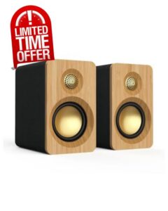 Onara Noble Compact Desktop Speakers 2.0 – 60W RMS-Bamboo Wood | Multimedia Active Speaker with BT 5.3