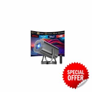 Mini Projector HD 1080P 4K Supported Smart Projectors Auto Keystone & Focus 22000 Lumen 260 ANSI Bightness WIFI 6 Bluetooth Home Theatre 200" 270°Rotatable Stand for Game/Bedroom/Outdoor/Phone