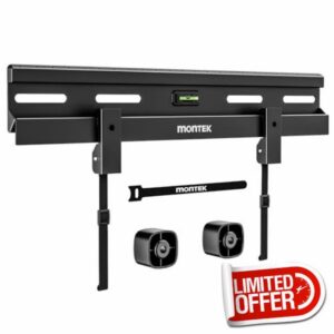 monTEK No Drill TV Wall Bracket for 23-65 Inch Flat & Curved TVs up to 60kg | 1.1" Ultra Slim Drywall TV Wall Mount