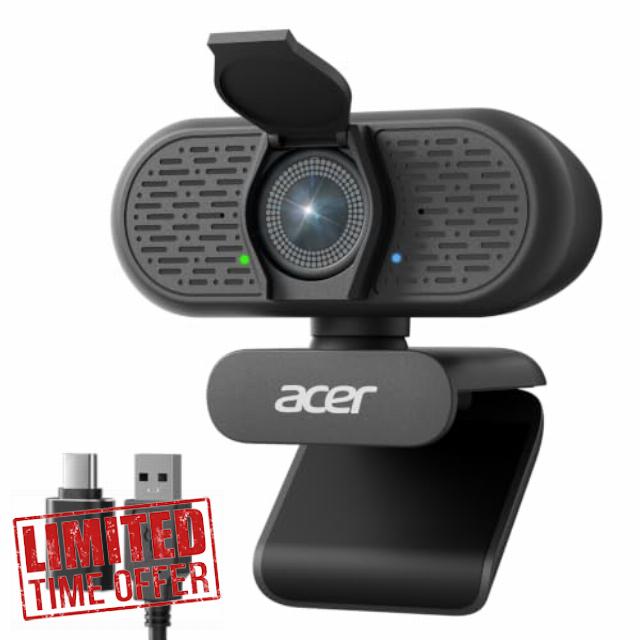 Acer A640 4K Webcam for PC with Sony Sensor PDAF Autofocus AI Noise Canceling Mic Privacy Shutter USB A to C Adapter Computer Camera for Gaming Streaming Meetings Switch 2 Camera Teams Zoom Facetime