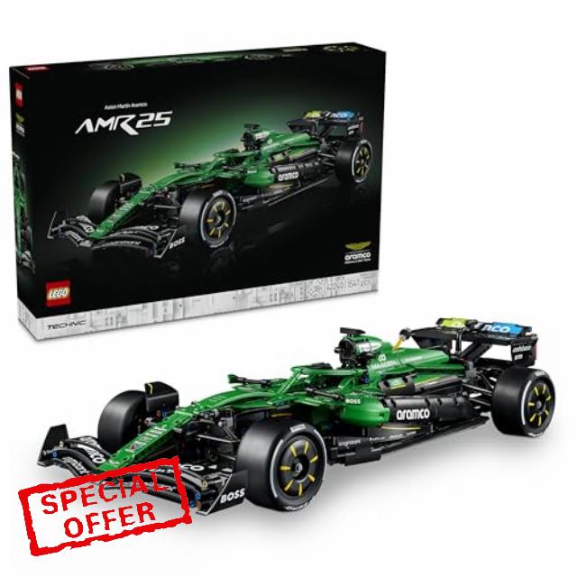 LEGO Technic Aston Martin Aramco AMR25 F1 Car Model Kit for Adults - Collectible Formula 1 Set w/ V6 Engine