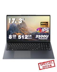 17.3 Inch Business Laptop DDR4 8GB SSD 512GB with AMD 3500U(Up to 3.7GHz) WiFi