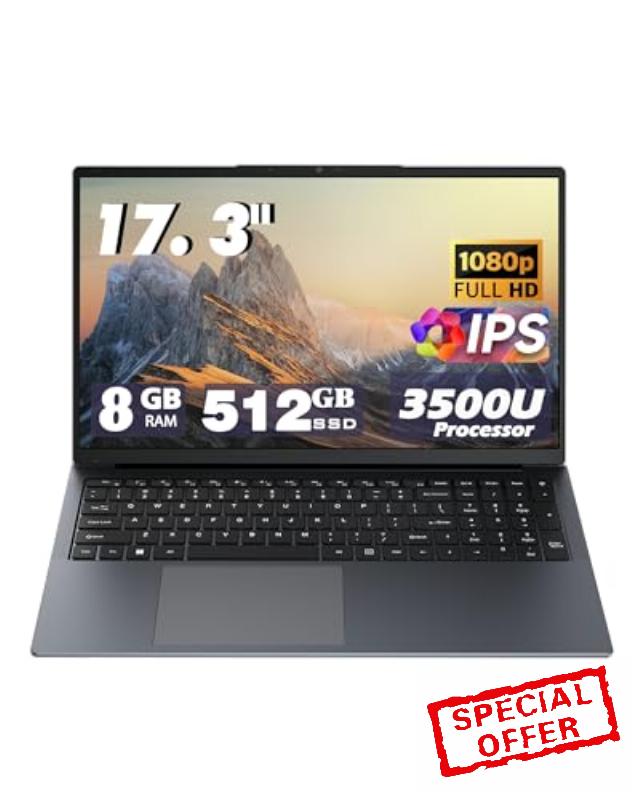 17.3 Inch Business Laptop DDR4 8GB SSD 512GB with AMD 3500U(Up to 3.7GHz) WiFi