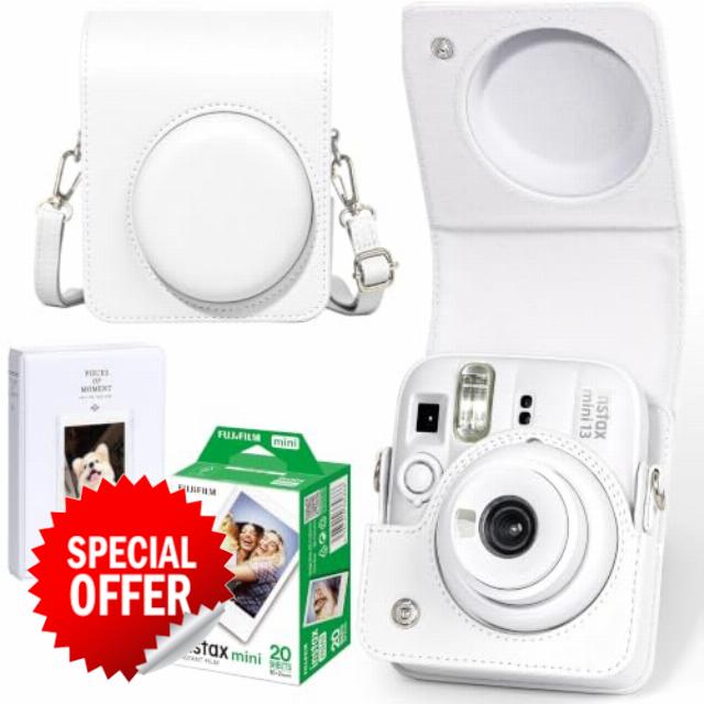 Mini 13 Instant Camera Starter Kit For Fuji Instax Mini 13 Clay White Kit Includes Mini Instant Film 20 Photos