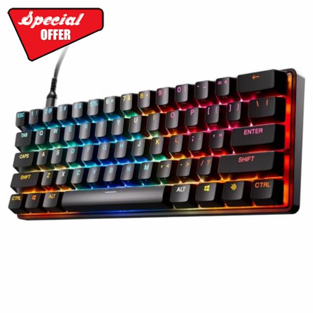 SteelSeries Apex Pro Mini Gen 3 OmniPoint 3.0 HyperMagnetic Switches — Adjustable Actuation — Rapid Trigger — Rapid Tap/SOCD — RGB — PBT Keycaps — USB-C (Renewed)