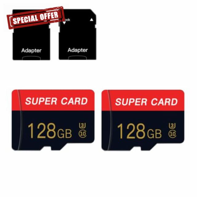 2 Pack 128GB Micro Sd Card Class 10 Memory Card with Adapter High Speed Mini SD Card for Smartphones/Camera/Tablet 2-Pack