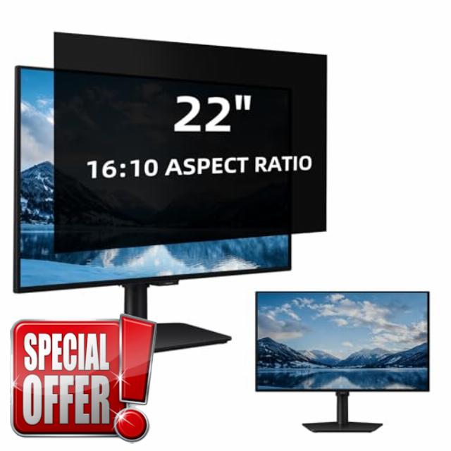 Computer Privacy Screen 22 Inch for Widescreen 16:10 (WxH:475x297.5mm) - Anti-Spy/Anti-Scratch/Anti-Glare - Removable - Screen Protector PC Monitor Privacy Filters