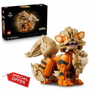 LEGO Pokémon Arcanine Figure - Building Set for Adults - Anime Model Kit w/Posable Tail