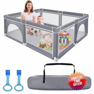 Baby Playpen 180x200cm Kids Play Pen Toddlers Fence with Breathable Mesh