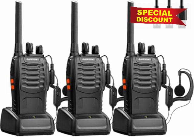 Walkie Talkies Long Range Rechargeable Walkie Talkie Set Portable Handheld 16Channels Two Way Radio with Earpiece