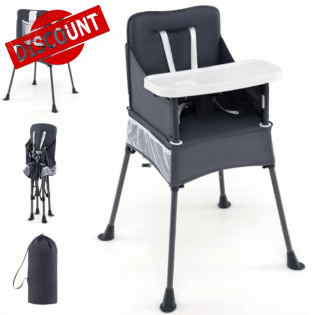 Maxmass Folding Baby Highchair with 2-Level Adjustable Tray