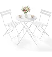 Clevich 3-Piece Folding Patio Bistro Set for Outdoor, Lightweight Rustproof Metal Table & 2 Chair...