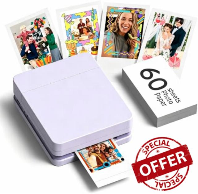 Nelko PP01 Portable Photo Printer with 60 Sheets