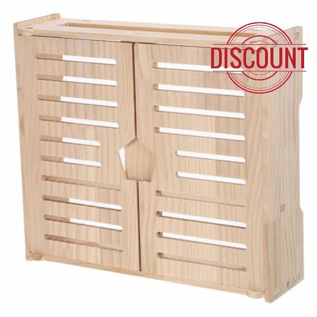 GALPADA Wooden Wifi Router Storage Box with 2-layer Design and Multiple Cable Holes