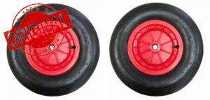 A Pair of Red Launch Trolley Wheels Pneumatic for Boat Trailers & Trollies