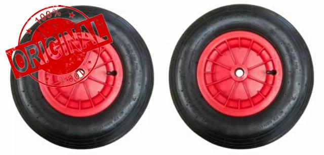 A Pair of Red Launch Trolley Wheels Pneumatic for Boat Trailers & Trollies