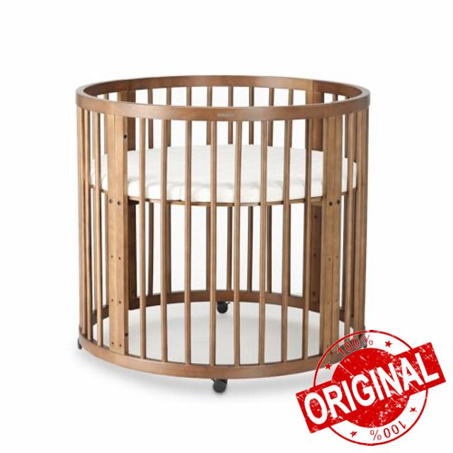 Deryan Willow Round Playpen – Wooden Baby Playpen – with Mattress – Warm Brown Baby Playpen – Safe Wooden Indoor Play Area – Warm Brow