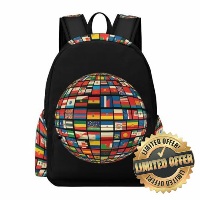 Children National Flag Bookbag for Boys Girls Primary Years 4-6 16.5 Inch Backpack