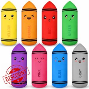 Soulchen 8 Colors Crayon Plush Toy for Kids Classroom 11.8 Inches Crayon Decoration Back to School Pillow Toddler Preschool Reading Room Deco