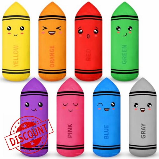 Soulchen 8 Colors Crayon Plush Toy for Kids Classroom 11.8 Inches Crayon Decoration Back to School Pillow Toddler Preschool Reading Room Deco