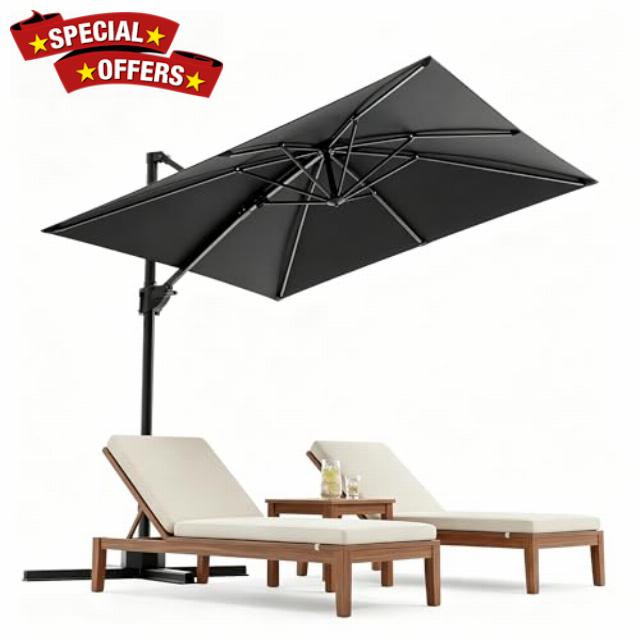 JUMMICO 4x3M Cantilever Parasol with Crank & Tilt