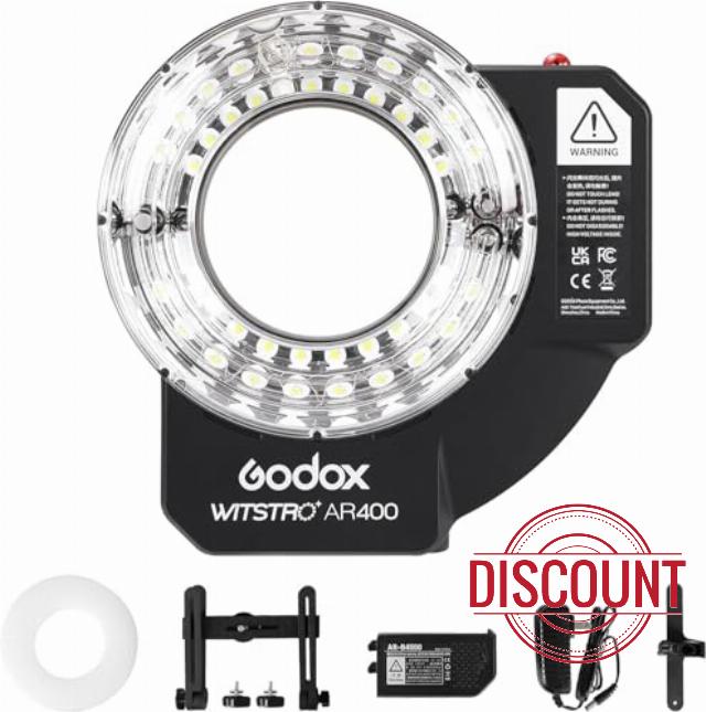 Godox Wistro AR400 Lightweight Ring Flash with Built-in Li-ion Battery